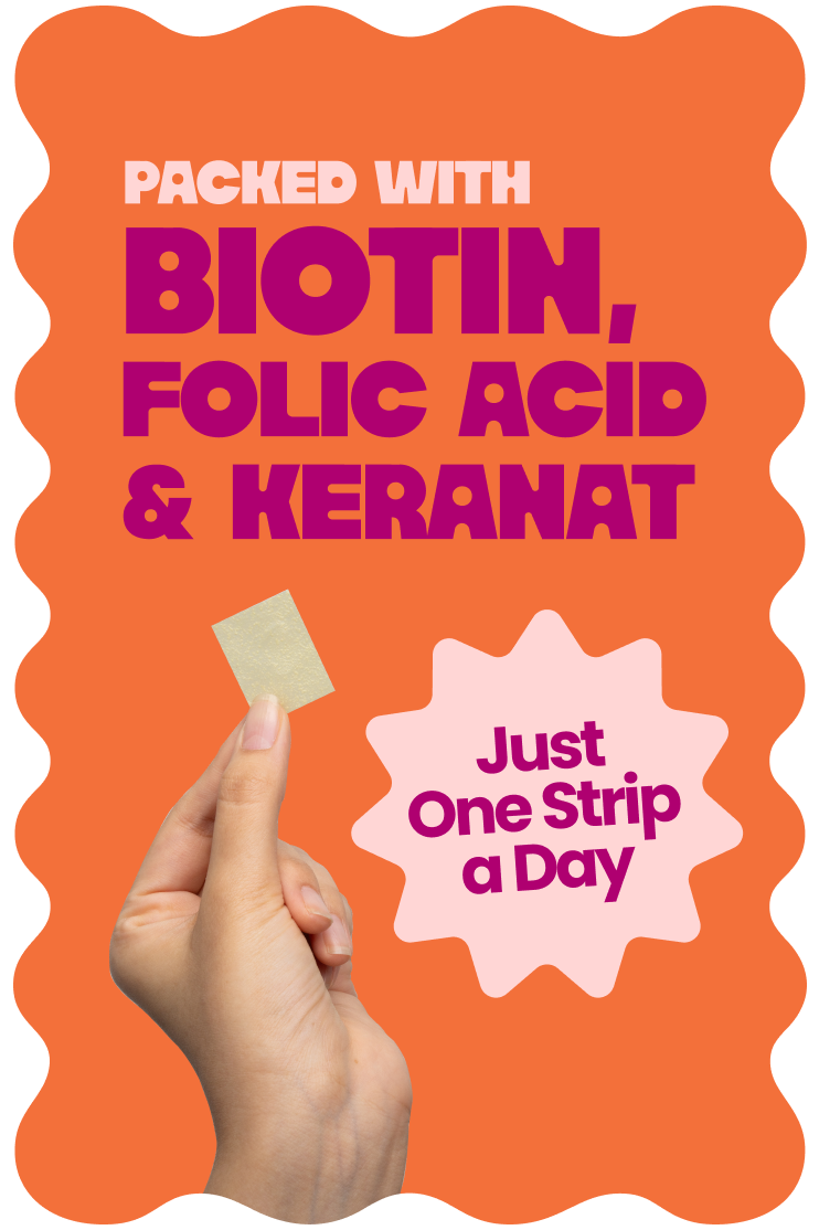 HII Hair Skin Nails strip — Keranat + Biotin supplement for stronger hair and glowing skin