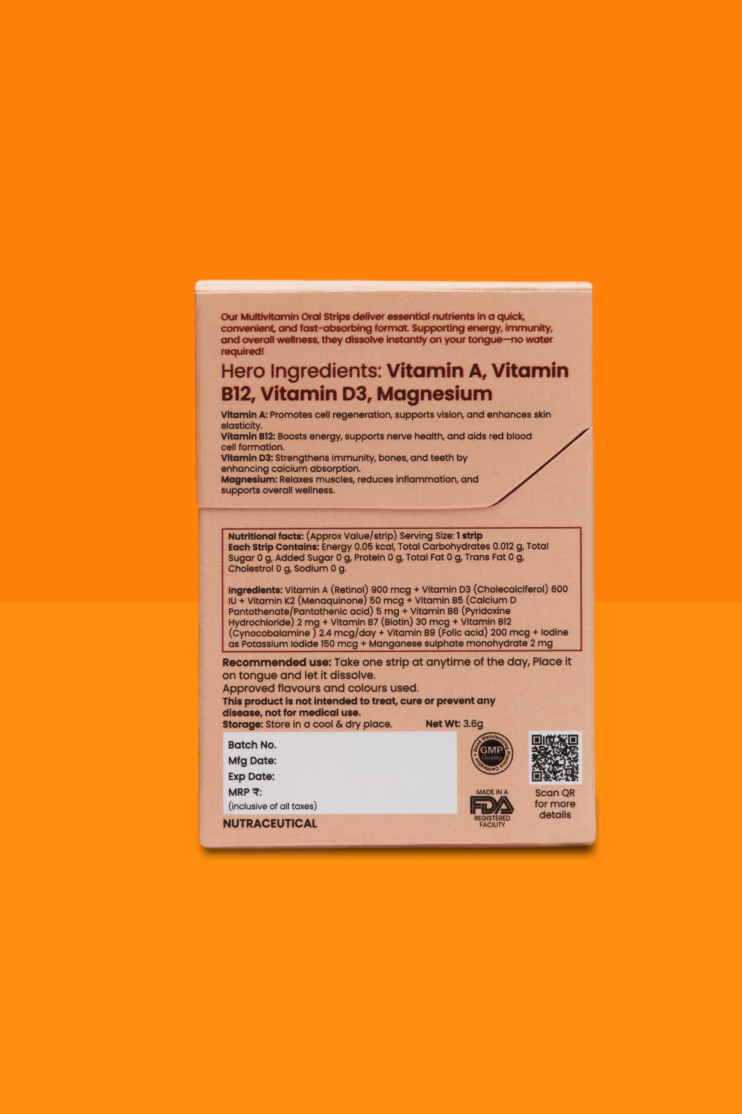 Vitamin supplement for modern lifestyle — fast absorption oral strip