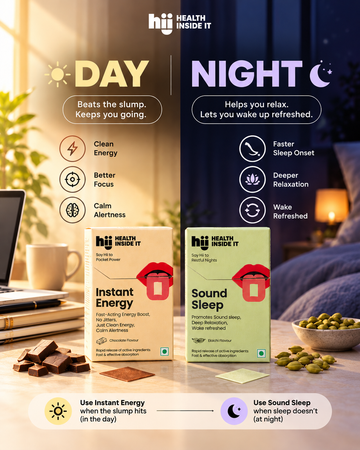Day & Night Oral Strips Combo – Instant Energy + Sound Sleep | Fast Acting | HII Health Inside It